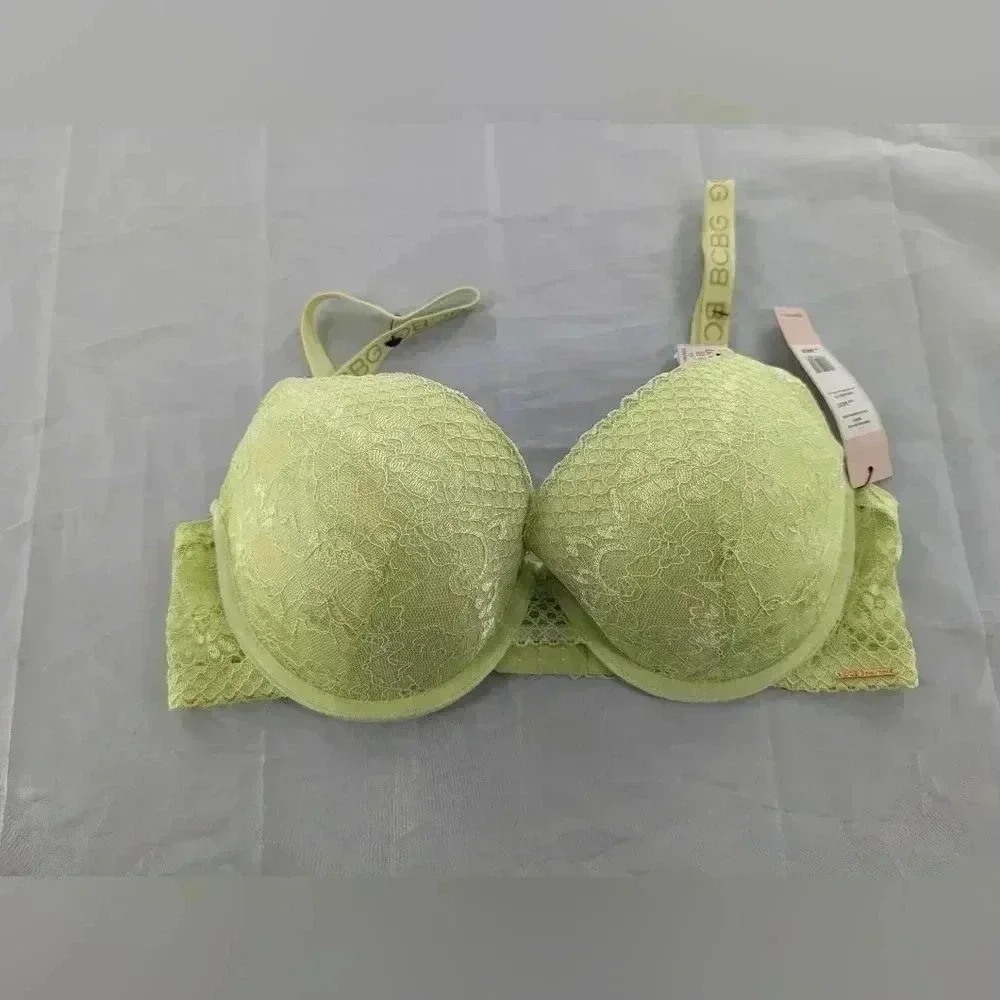 BCBG Shadow Lime Green Light Lift Wired Lace Bra Size 36DD NWT